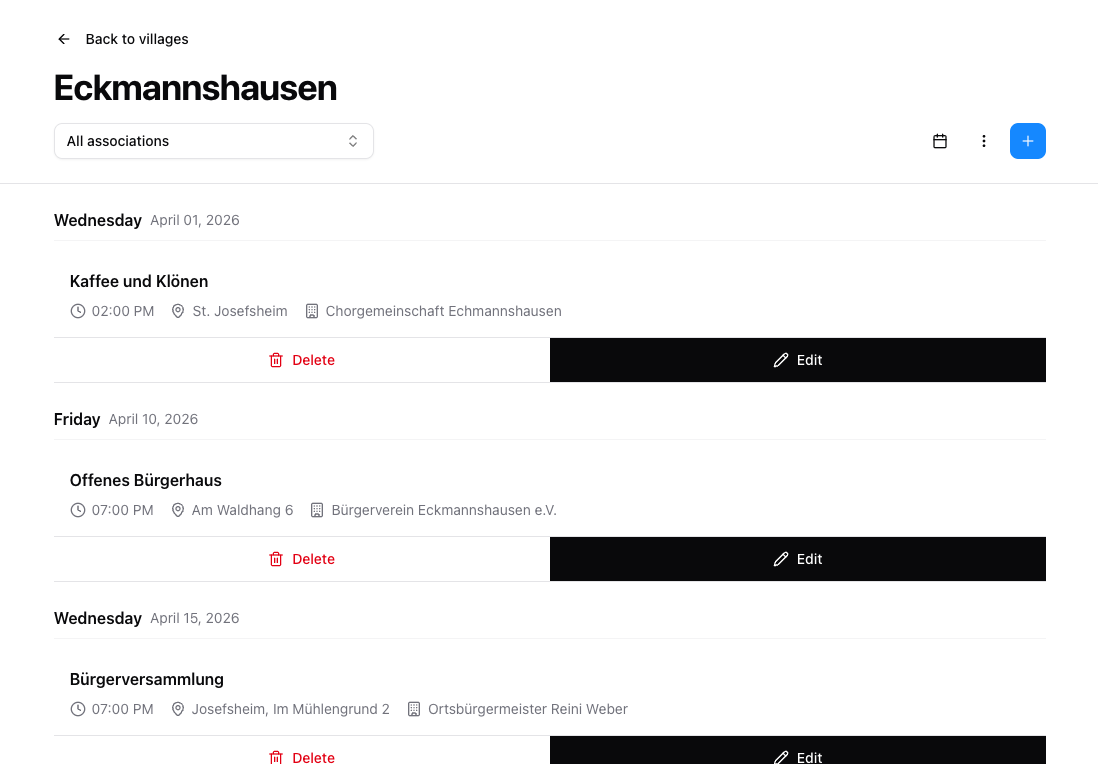 Digitaler Kalender für Eckmannshausen
